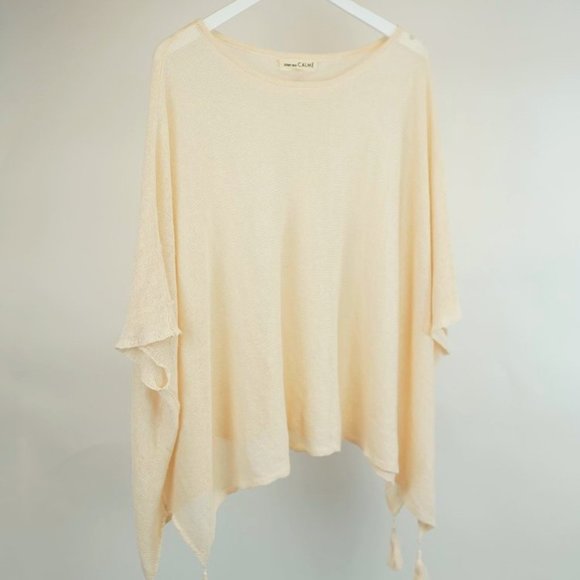Johnny Was Calme Cream Linen Knit Poncho - Picture 3 of 7